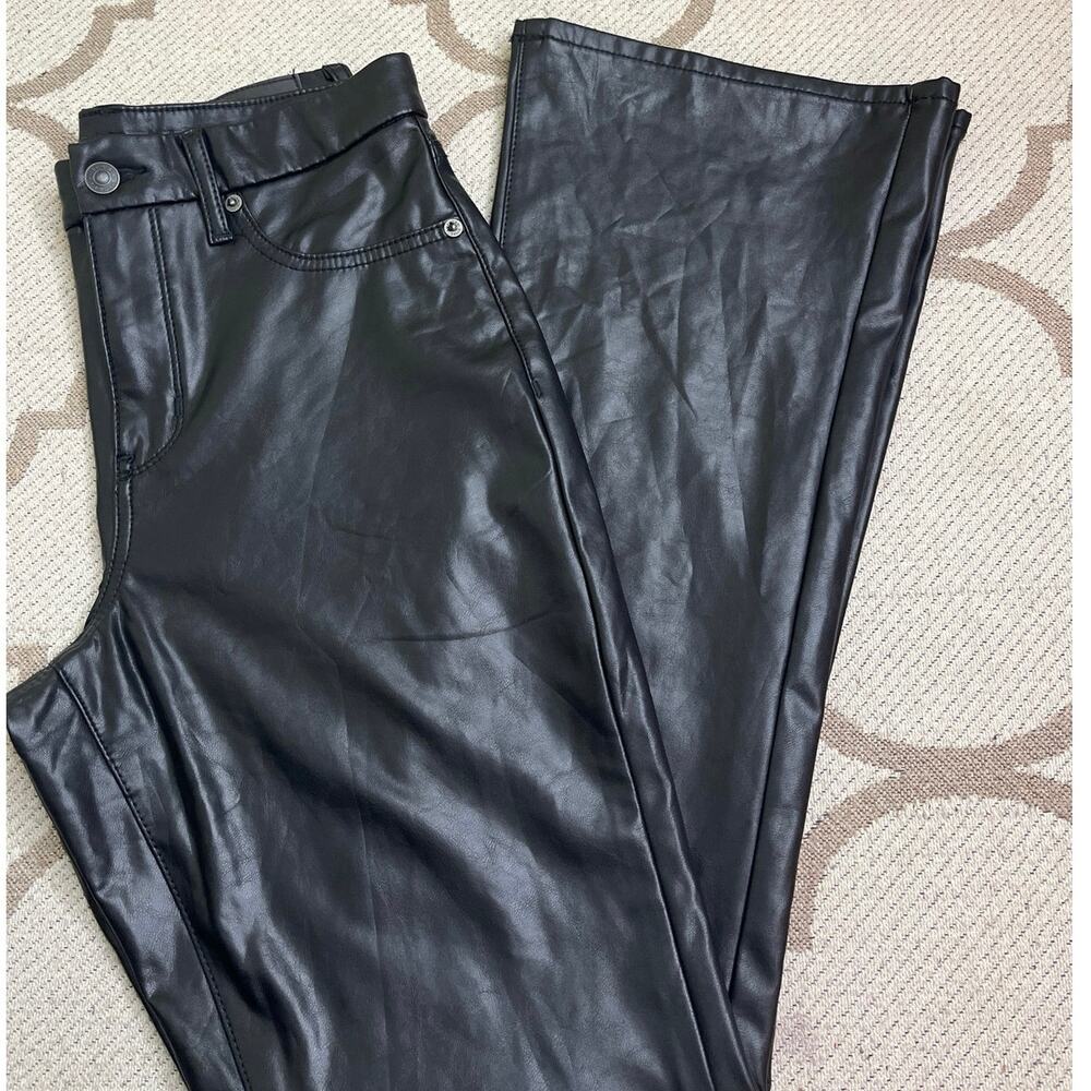 American Eagle Curvy Super High Rise Kick Boot Faux Leather Pants — Size 6